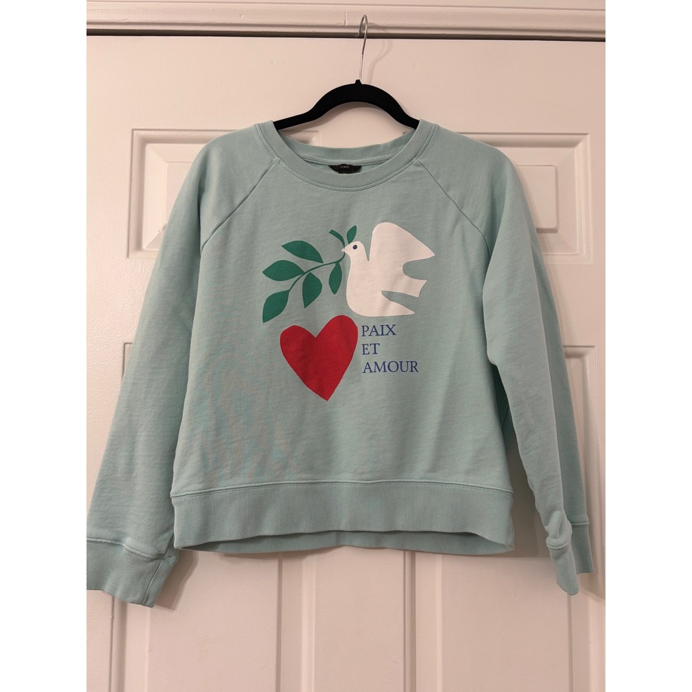 J.Crew | Paix Et Amour Graphic Sweatshirt | M || Mint Green|